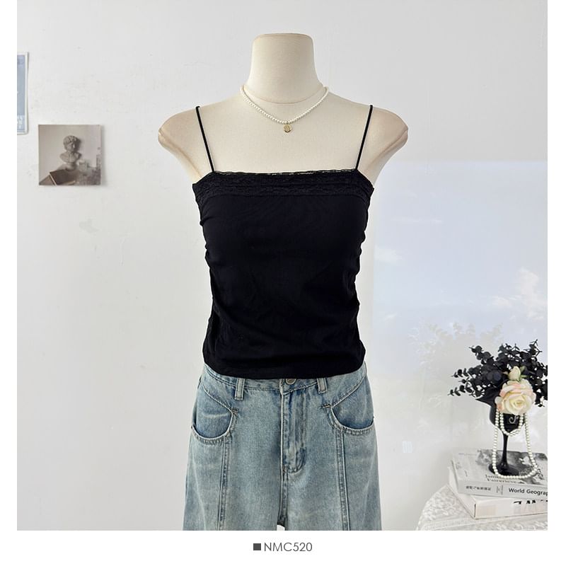 Ruched Camisole with Lace Panel Detail
