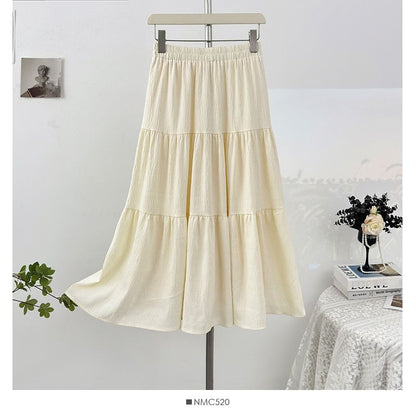Tiered Maxi A-Line Skirt High-Waisted