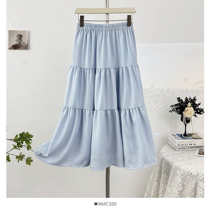 Tiered Maxi A-Line Skirt High-Waisted