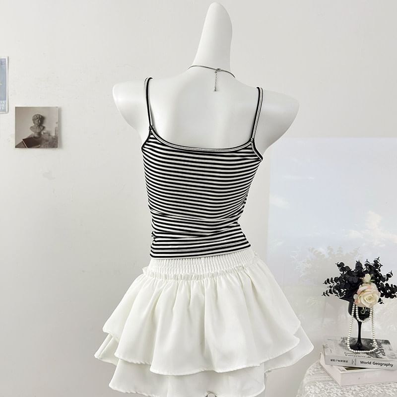Padded Scoop Neck Camisole with Lace Accents