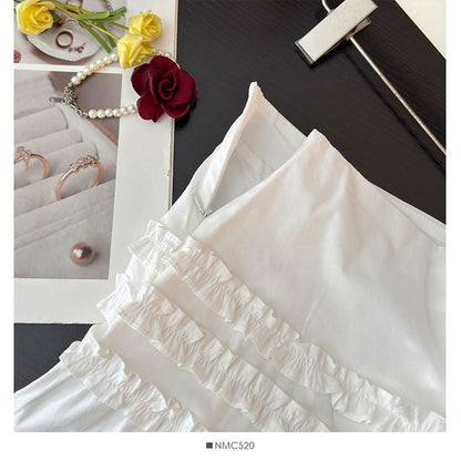Ruffled Mini A-Line Skirt High-Waisted
