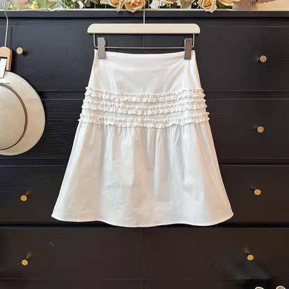 Ruffled Mini A-Line Skirt High-Waisted