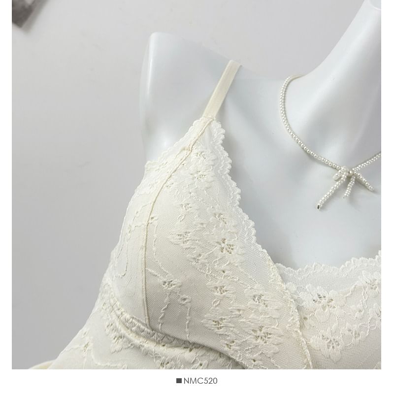 Lace Trim Slim-Fit Camisole with V-Neck