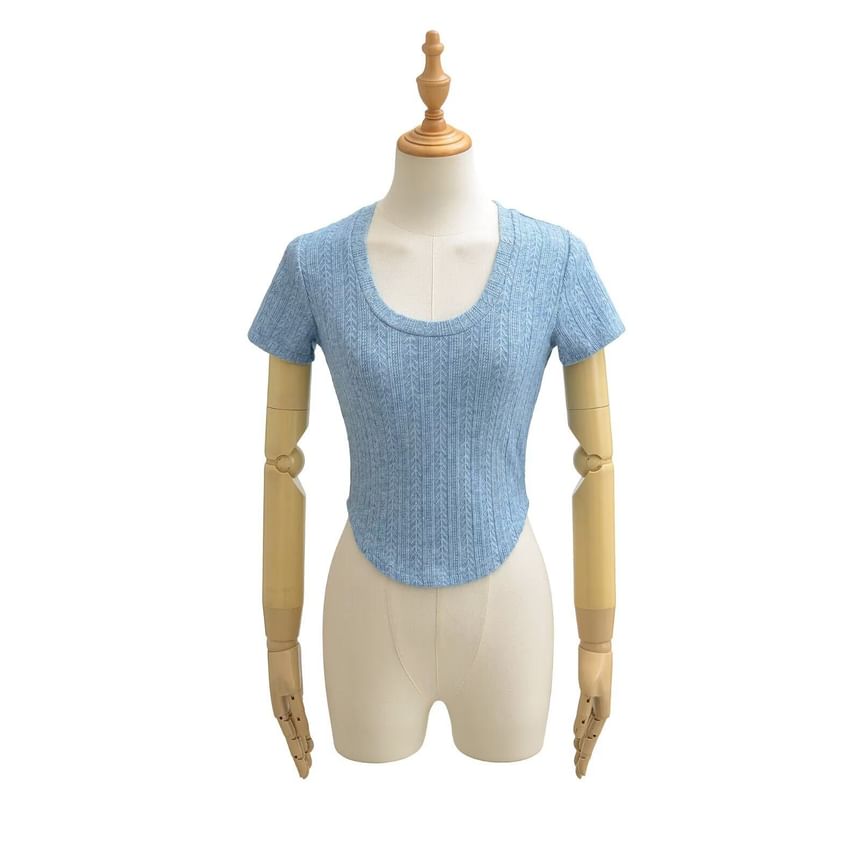 Crop Scoop Neck Tee - Short Sleeve