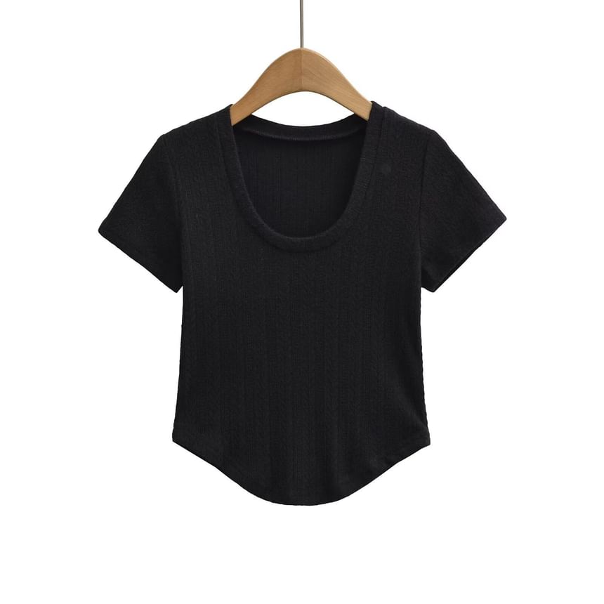 Crop Scoop Neck Tee - Short Sleeve