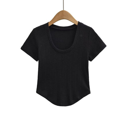 Crop Scoop Neck Tee - Short Sleeve