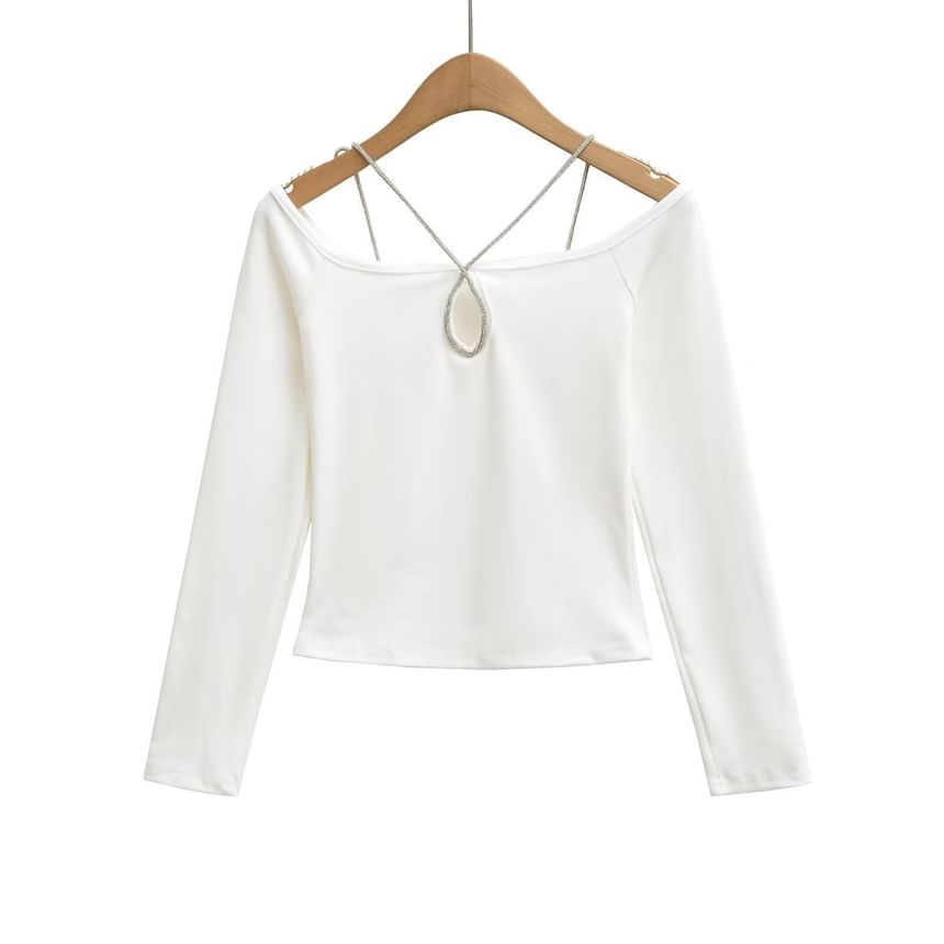 Keyhole Crop Tee - Square Neck Long Sleeve