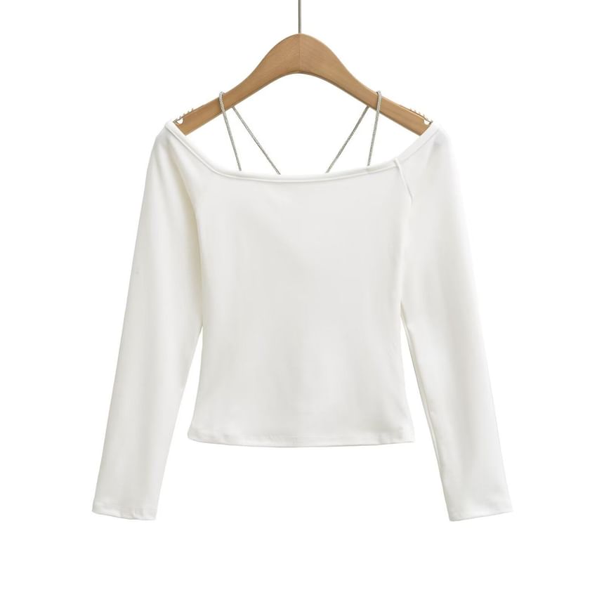Keyhole Crop Tee - Square Neck Long Sleeve