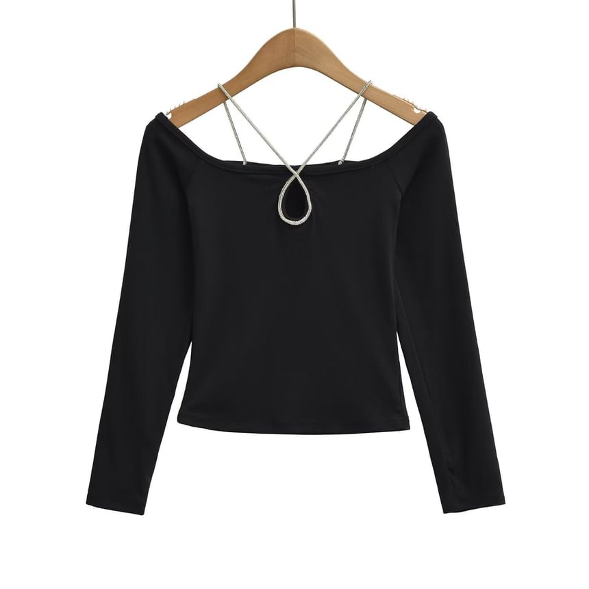 Keyhole Crop Tee - Square Neck Long Sleeve