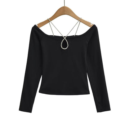 Keyhole Crop Tee - Square Neck Long Sleeve