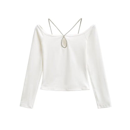 Keyhole Crop Tee - Square Neck Long Sleeve