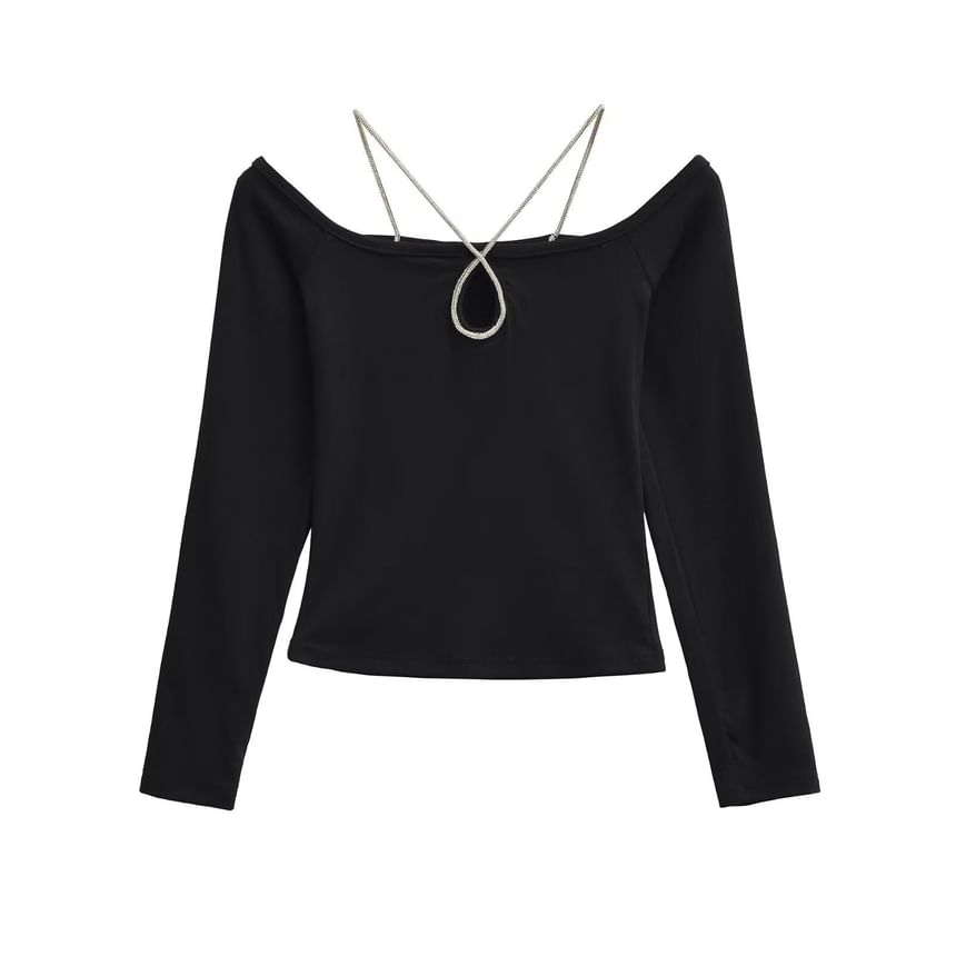 Keyhole Crop Tee - Square Neck Long Sleeve