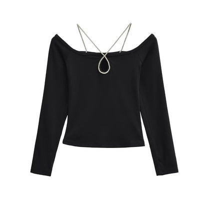 Keyhole Crop Tee - Square Neck Long Sleeve