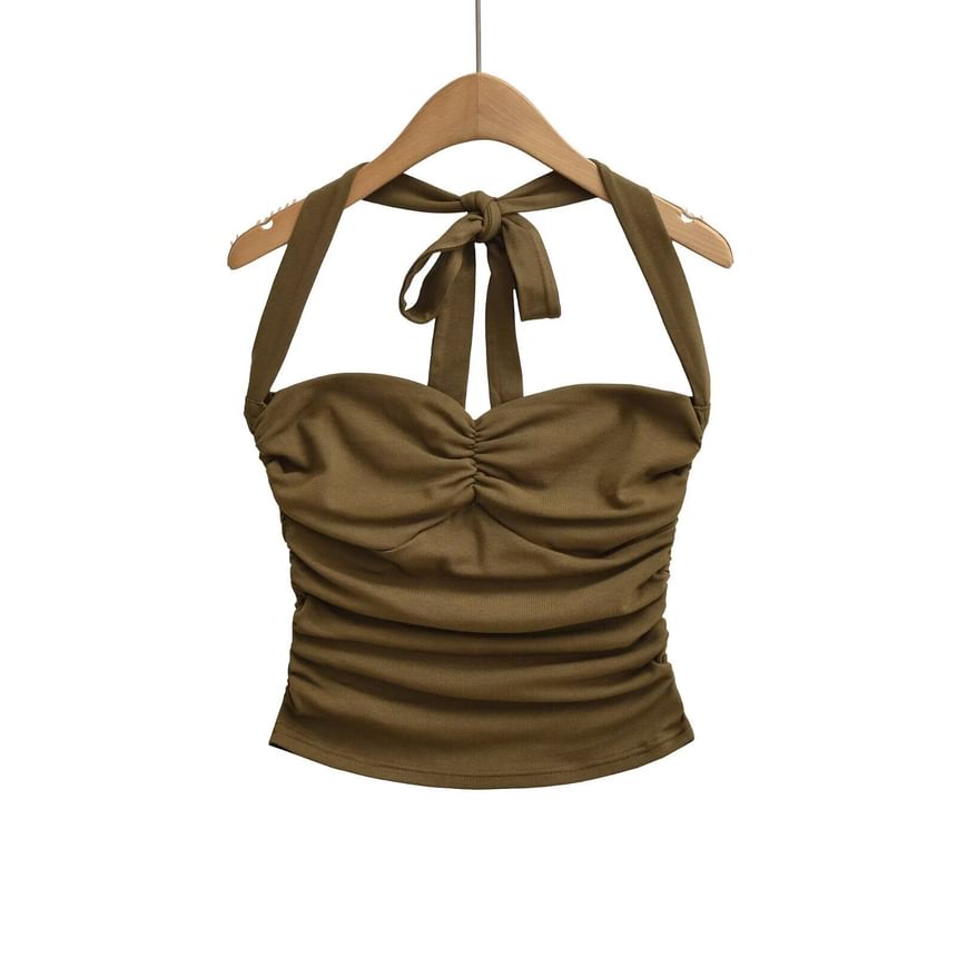 Halter Neck Crop Camisole - Ruched