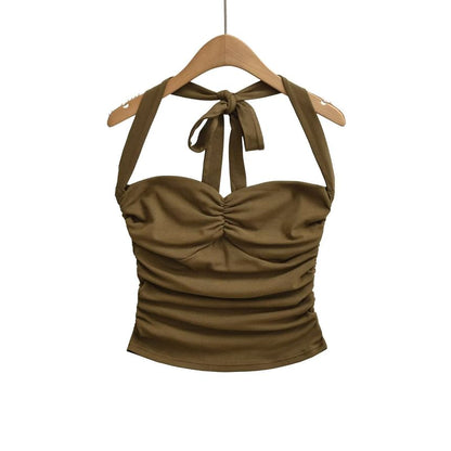 Halter Neck Crop Camisole - Ruched
