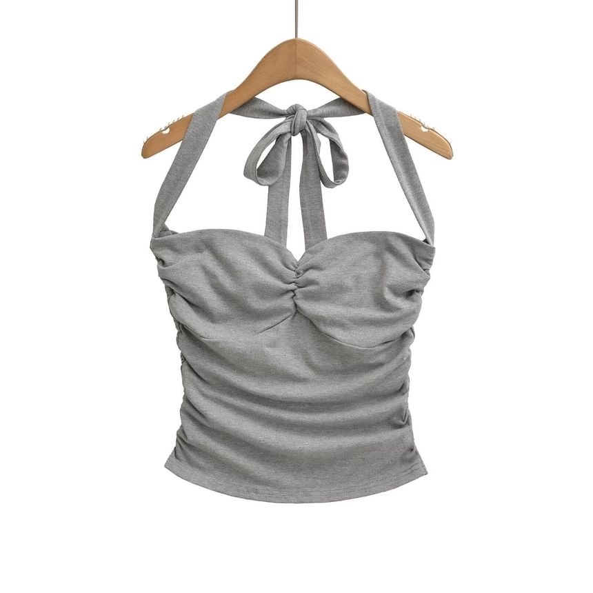 Halter Neck Crop Camisole - Ruched