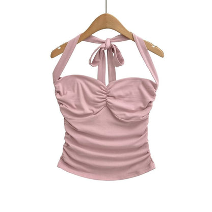Halter Neck Crop Camisole - Ruched