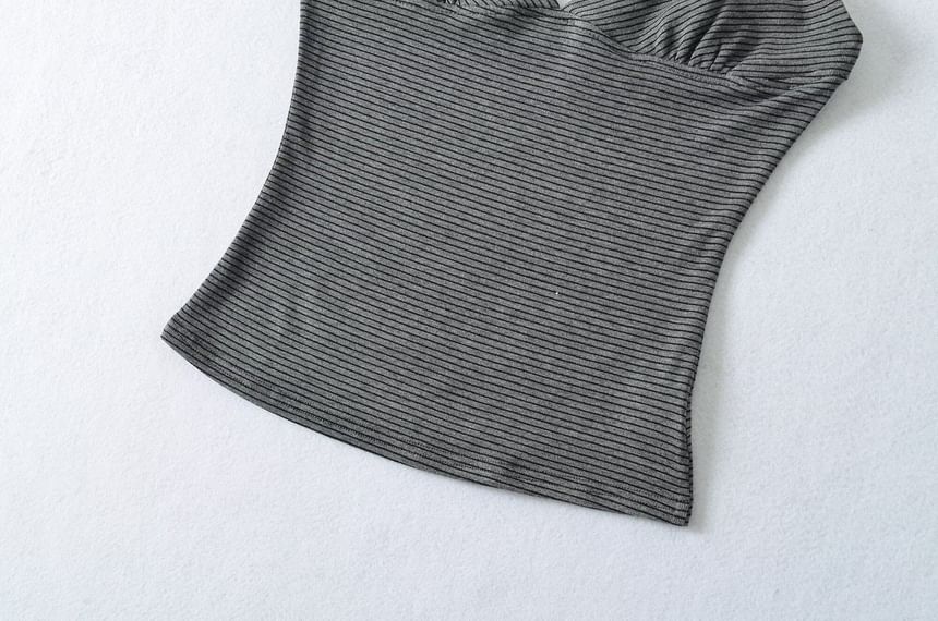 Striped Camisole with Spaghetti Straps - V-Neck