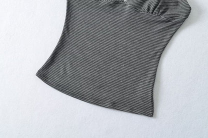 Striped Camisole with Spaghetti Straps - V-Neck