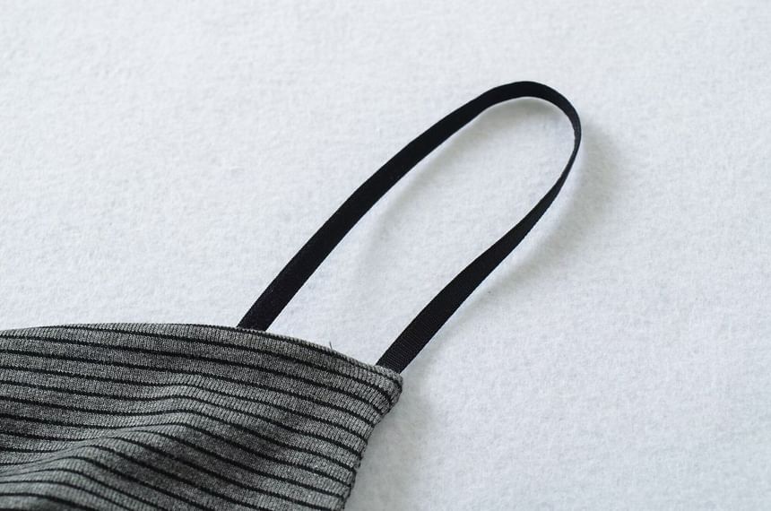 Striped Camisole with Spaghetti Straps - V-Neck