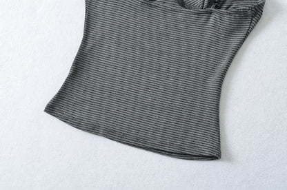 Striped Camisole with Spaghetti Straps - V-Neck
