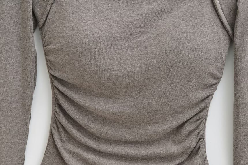 Ruched Square Neck Tee - Long Sleeve