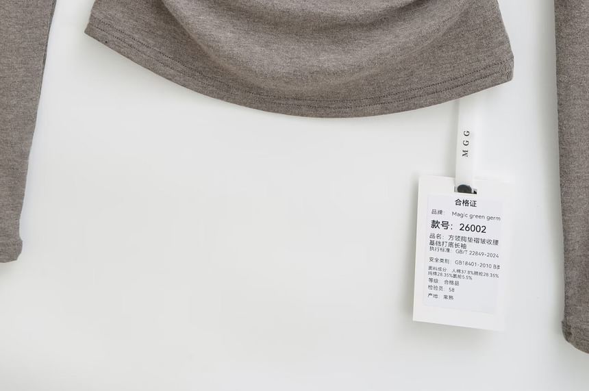 Ruched Square Neck Tee - Long Sleeve