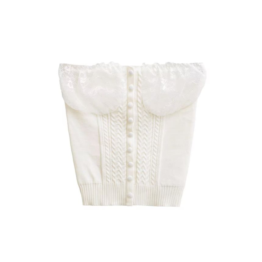 Ruffle Trim Tube Top - Strapless Knit