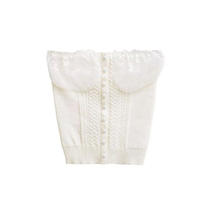 Ruffle Trim Tube Top - Strapless Knit