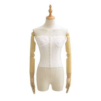 Ruffle Trim Tube Top - Strapless Knit