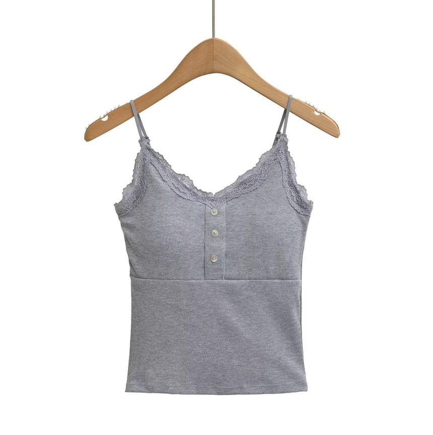 Lace Trim Camisole - V-Neck Spaghetti Strap