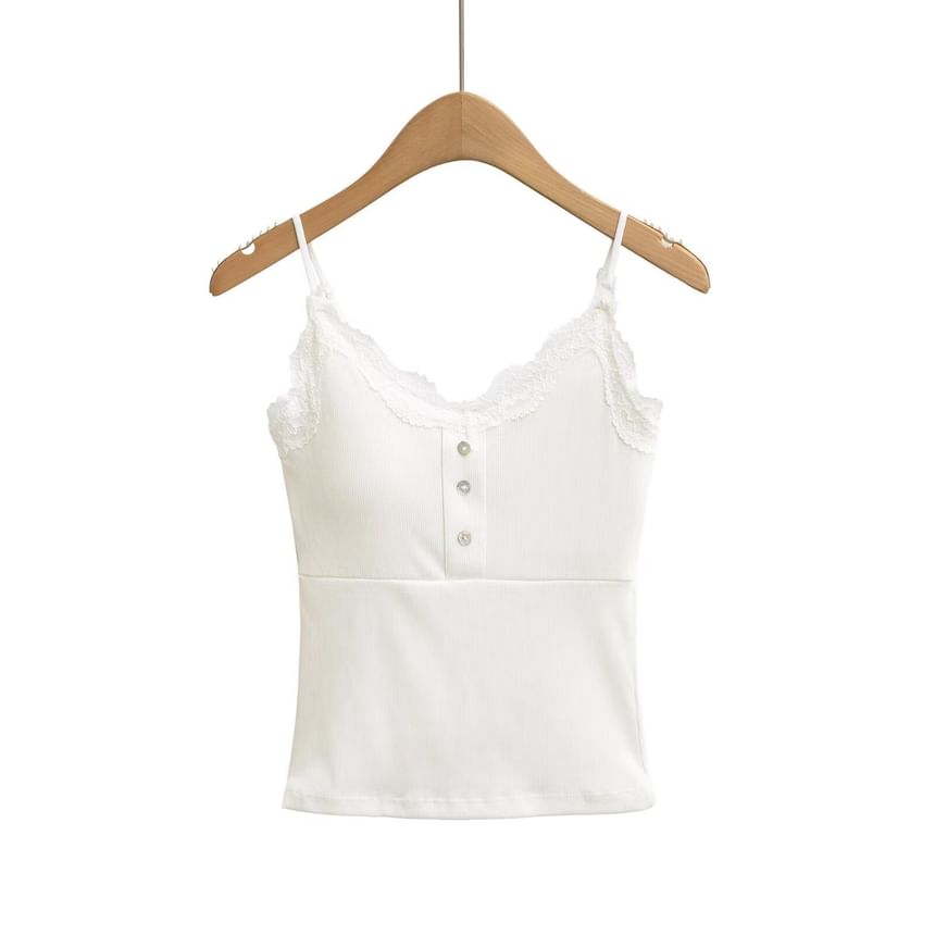 Lace Trim Camisole - V-Neck Spaghetti Strap