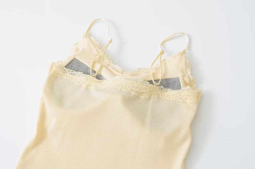 Lace Trim Camisole - V-Neck Spaghetti Strap
