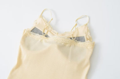 Lace Trim Camisole - V-Neck Spaghetti Strap