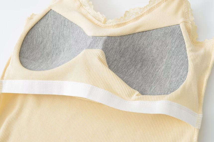 Lace Trim Camisole - V-Neck Spaghetti Strap