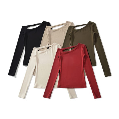Off-Shoulder Crop Tee - Long Sleeve