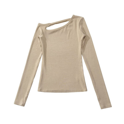 Off-Shoulder Crop Tee - Long Sleeve