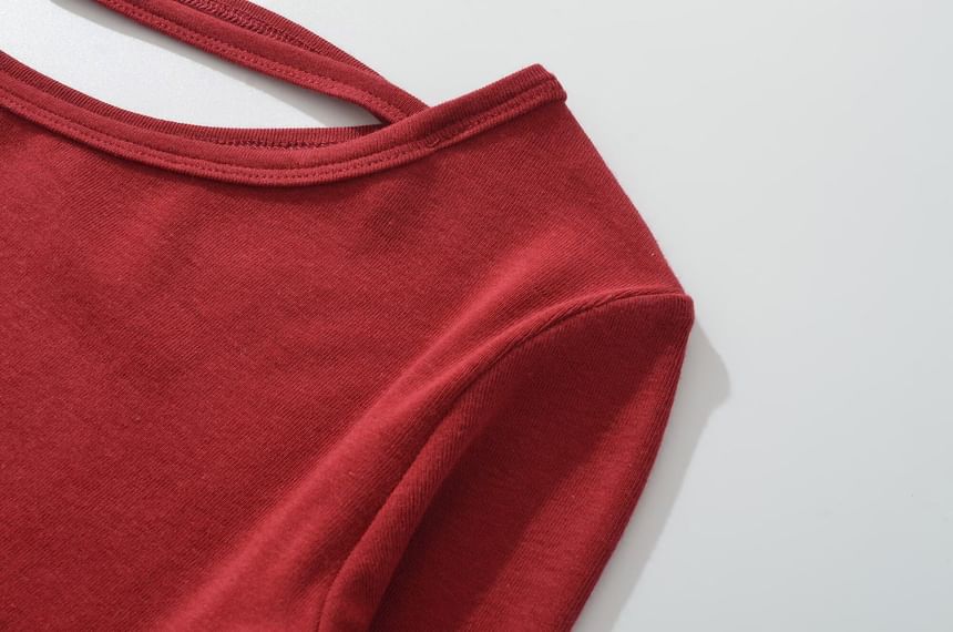 Off-Shoulder Crop Tee - Long Sleeve