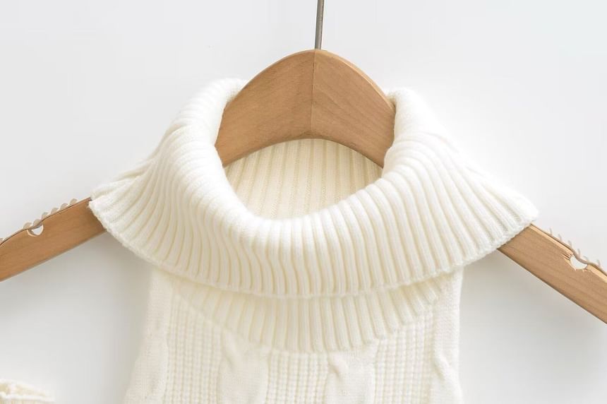 Turtleneck Knit Top with Arm Warmers - Sleeveless