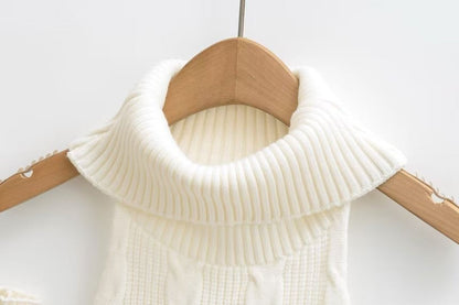 Turtleneck Knit Top with Arm Warmers - Sleeveless