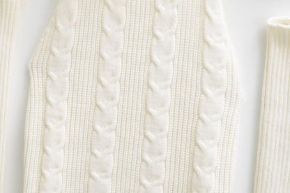 Turtleneck Knit Top with Arm Warmers - Sleeveless