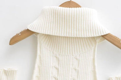 Turtleneck Knit Top with Arm Warmers - Sleeveless