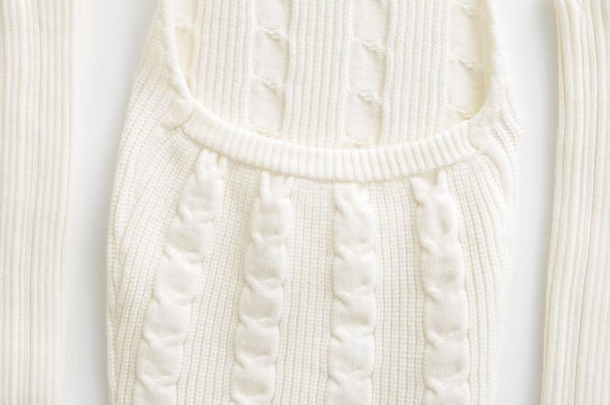 Turtleneck Knit Top with Arm Warmers - Sleeveless