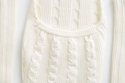 Turtleneck Knit Top with Arm Warmers - Sleeveless