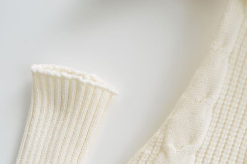 Turtleneck Knit Top with Arm Warmers - Sleeveless