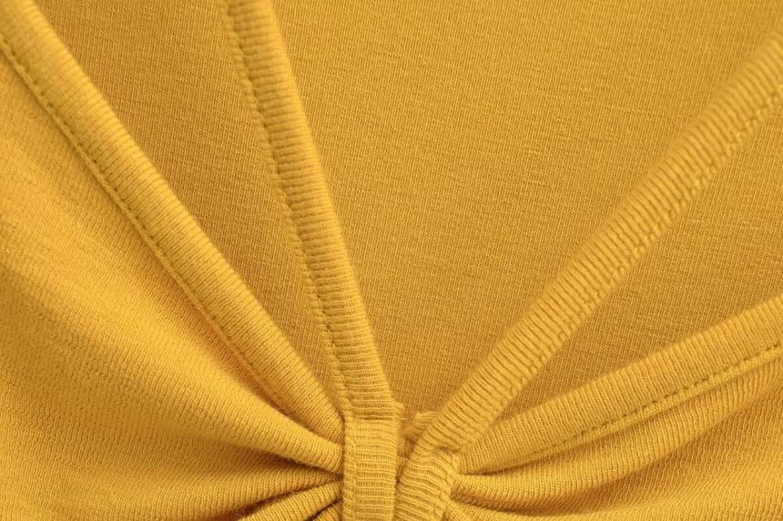 Ruched Crew Tee - Long Sleeve V-Neck
