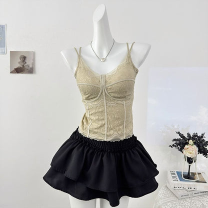 Padded Lace V-Neck Fitted Camisole