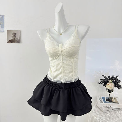Padded Lace V-Neck Fitted Camisole