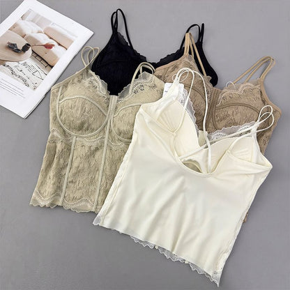 Padded Lace V-Neck Fitted Camisole