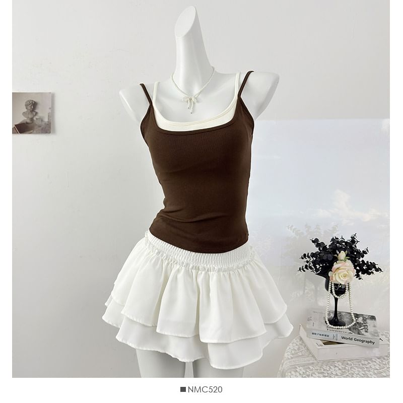 Color-Block Open-Back Padded Slim Camisole